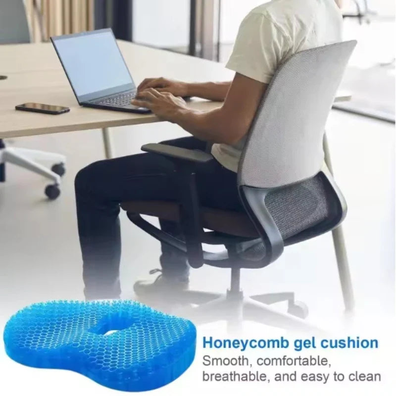 U-Shaped Gel Seat Cushion – Ergonomic Cooling Gel & Latex Foam Coccyx Cushion for Office, Car & Home