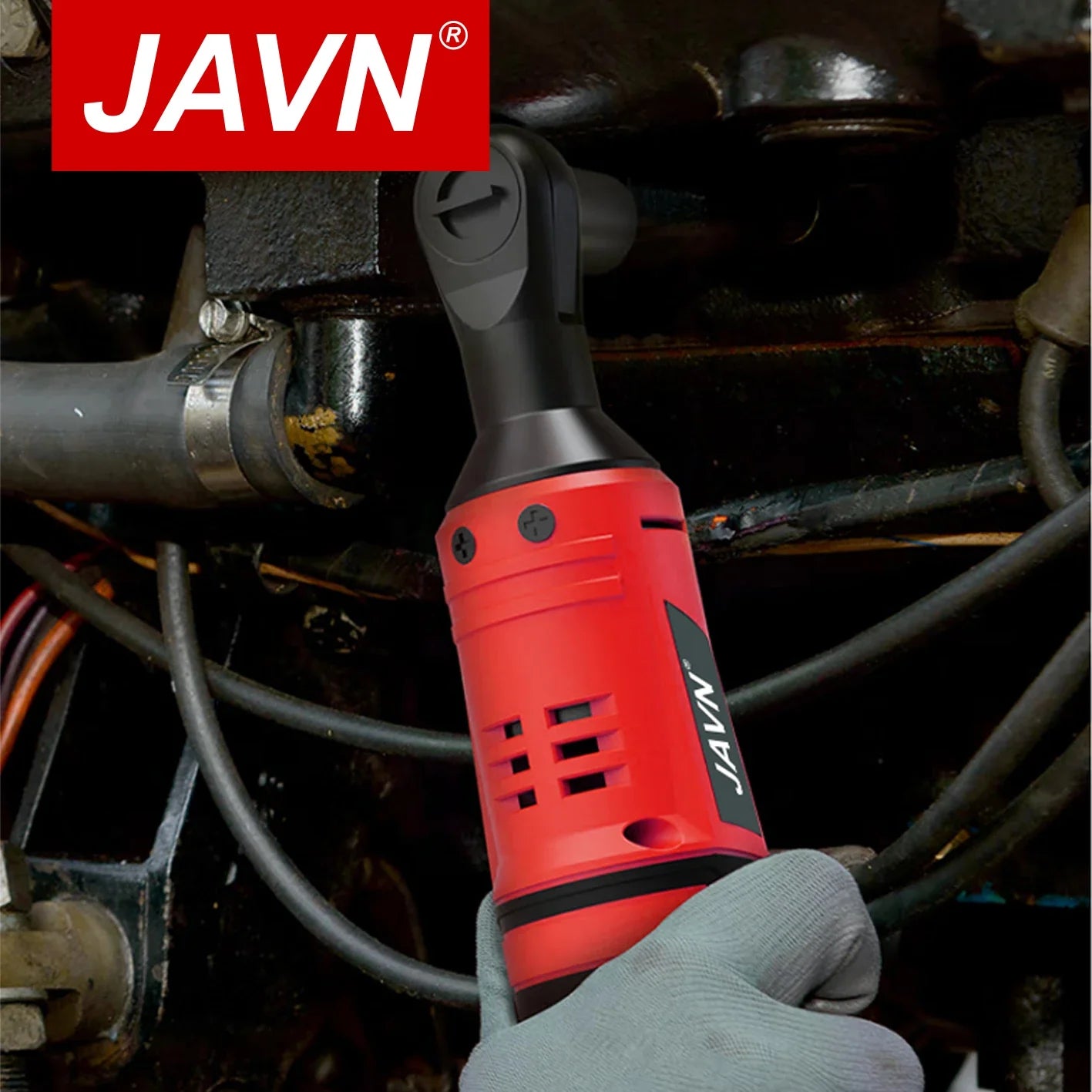 12V Cordless Electric Wrench 45 Nm 3/8-inch (9.5 mm) Ratchet Right-Angle Power Wrench for Car Repair