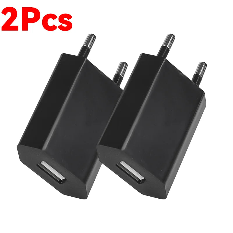 EU Plug USB Wall Charger 5V 1A Travel Adapter, Universal Smartphone USB Charger, 1-5 Pack