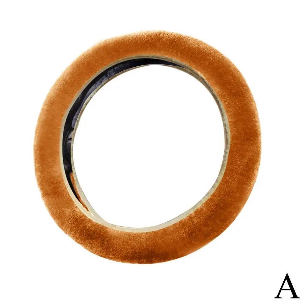 Plush Faux Fur Steering Wheel Cover Universal 37-38 cm (14.6-15 in) Soft Warm Anti-Slip Car Interior