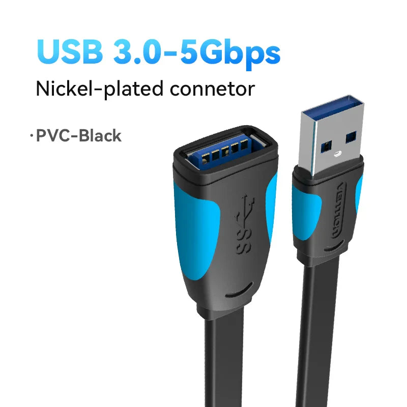 USB 3.0 Extension Cable Male to Female, High-Speed 5Gbps, 0.5/1/1.5/2/3 m (1.6–9.8 ft) for PC TV Xbox Printer, USB 2.0 Compatible