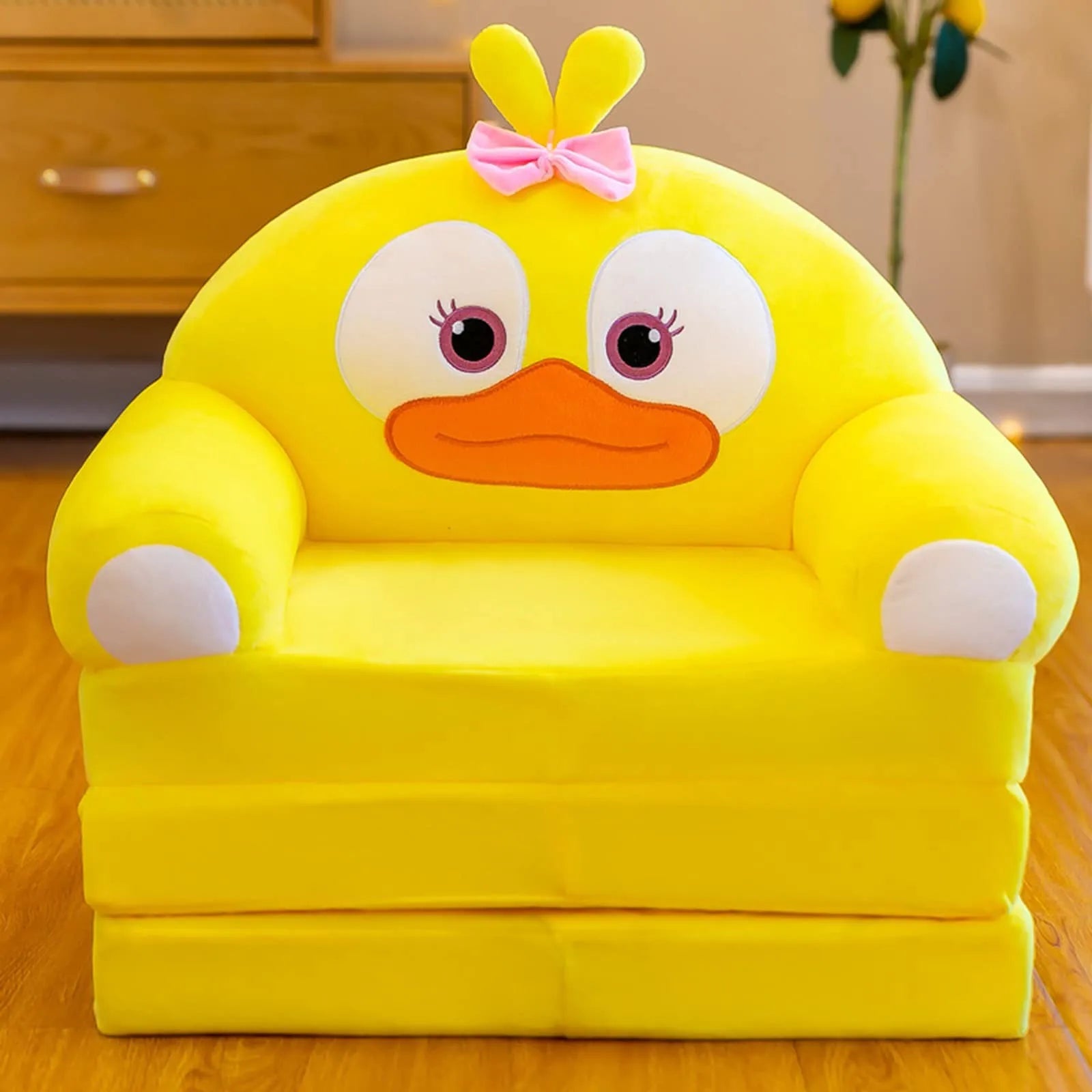 Plush Foldable Kids 2-in-1 Sofa Bed – Cartoon Flip-Open Armchair & Nap Lounger