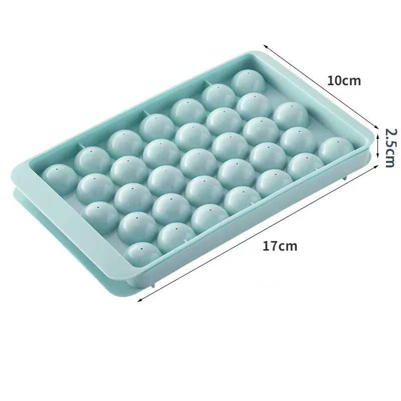 33-Cavity Round Ice Ball Tray – PP Plastic Whiskey & Cocktail Sphere Mold, Popsicle & Lollipop Maker