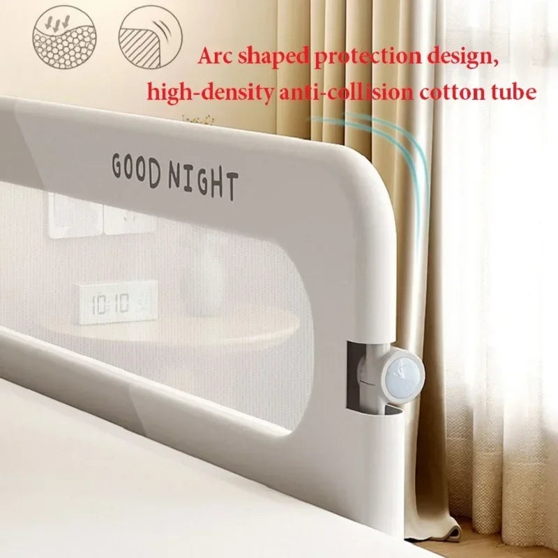 Foldable Baby Bed Rail Guard – Anti-Fall Safety Barrier for Infants & Kids, 150/180/200 x 70 cm (59/71/79 x 27.6 in)