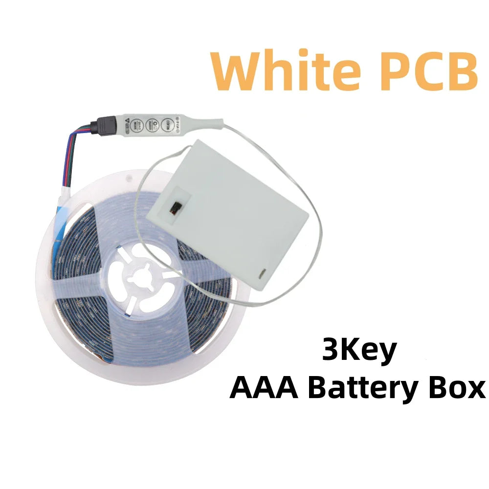 5V 5050 RGB LED Strip Light - Battery/USB Powered 0.5–5m (IP21/IP65) with Remote Control