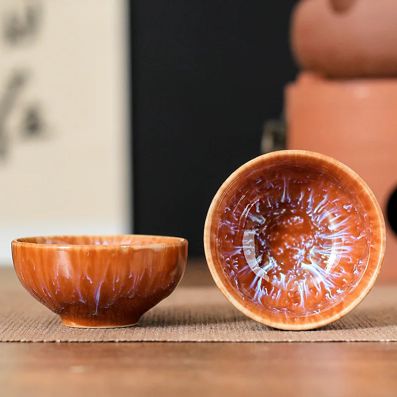 45ml (1.5 fl oz) Mini Jianzhan Kiln-Glazed Ceramic Tea Cup Kung Fu Teacup & Espresso Cup