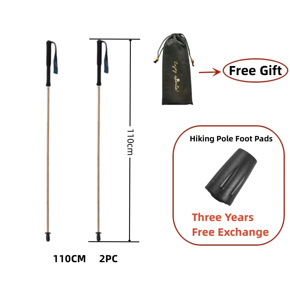Ultralight Carbon Fiber Trekking Poles 5-Section Folding Anti-Shock Hiking and Walking Sticks 110/120/130 cm (43/47/51 in)
