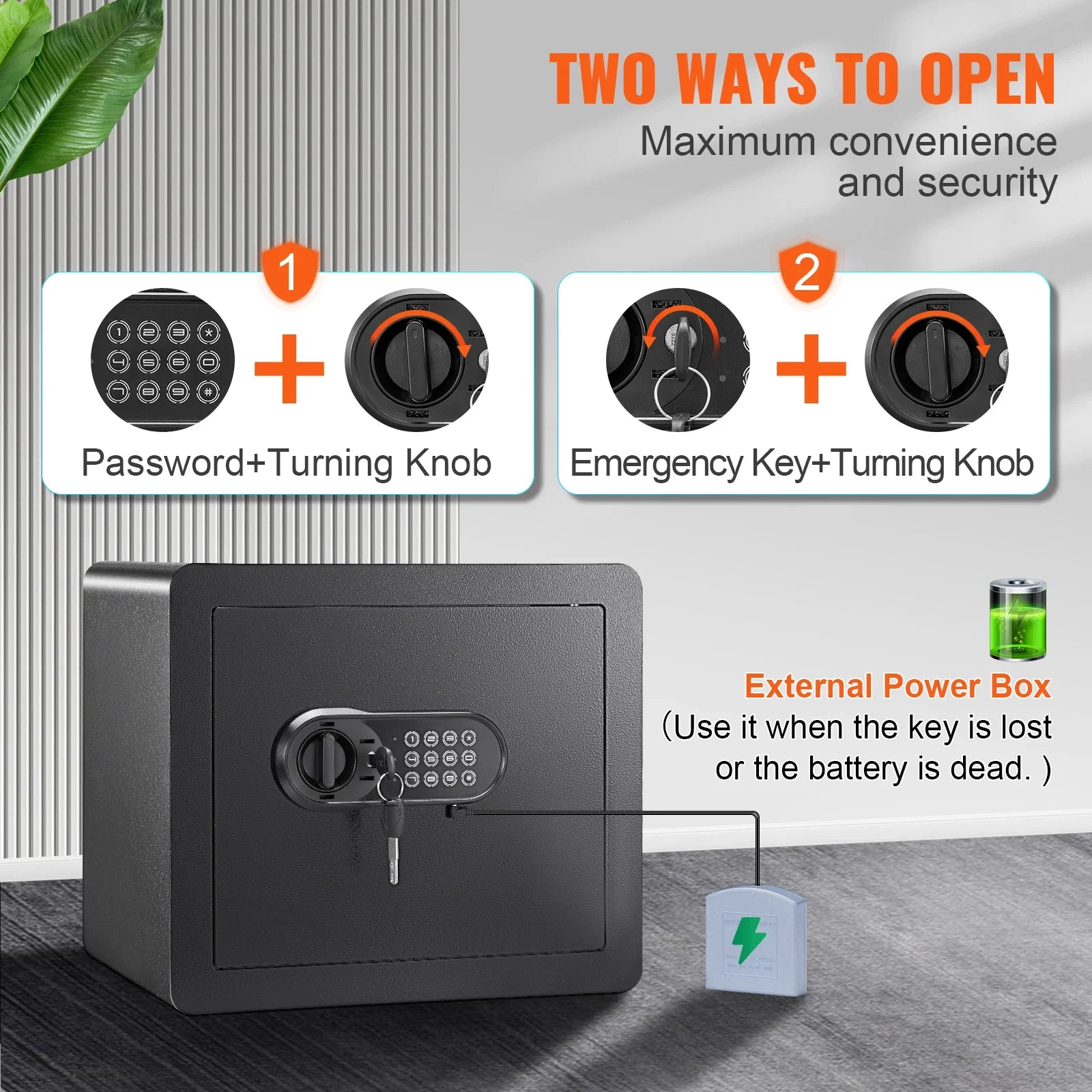 Electronic Digital Home Safe 1.2 cu ft (34 L) - Keypad Lock with Override Keys for Jewelry, Cash & Documents