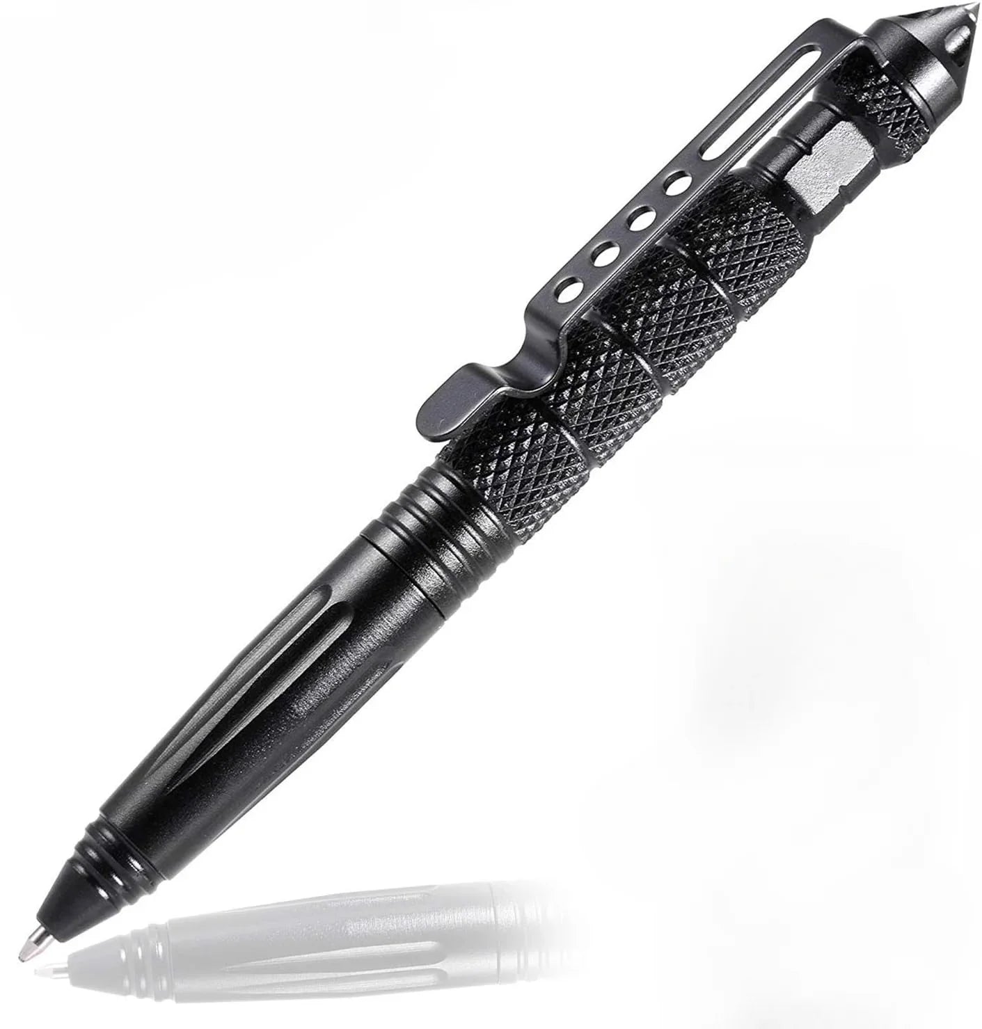 Tactical Self-Defense Pen — Emergency Glass Breaker with Tungsten Steel Tip, Aviation Aluminum Body, Includes 6 Refills