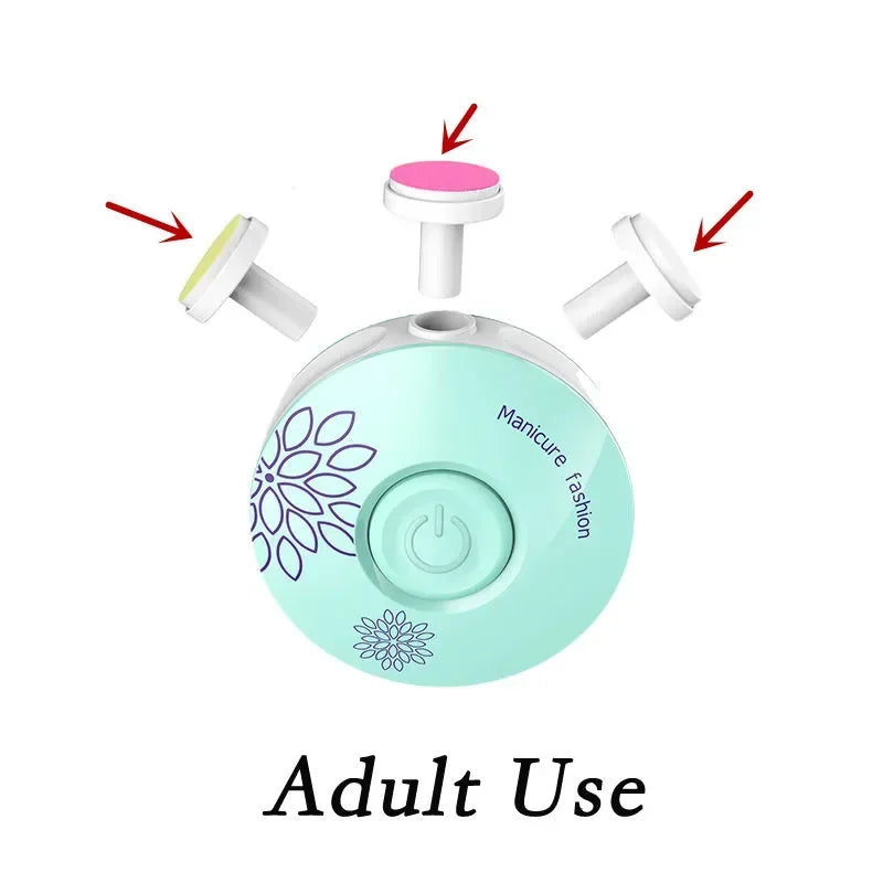 Electric Baby Nail Trimmer Infant Nail Grinder with 6 Grinding Heads - Nail Clippers & Polisher