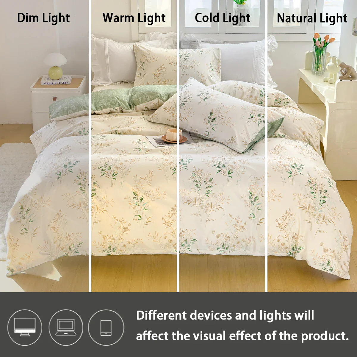 Elegant Floral Tea Art 3-Piece Duvet Cover Set - Soft Skin-Friendly Bedding (1 Duvet Cover + 2 Pillowcases), Multiple Sizes 1.0–2.0 m / 3.3–6.6 ft