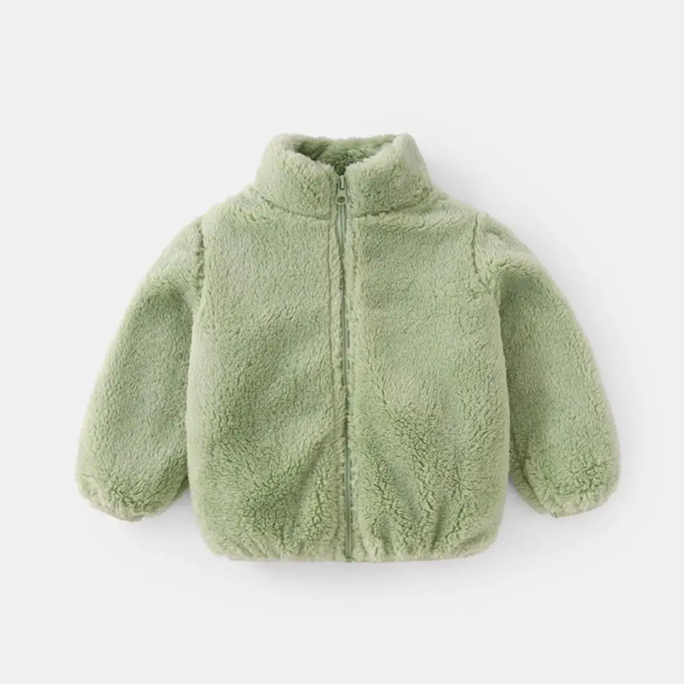 Toddler & Kids Plush Winter Coat – Warm Corduroy Turtleneck Zipper Jacket, Unisex (Ages 1-6 Years)