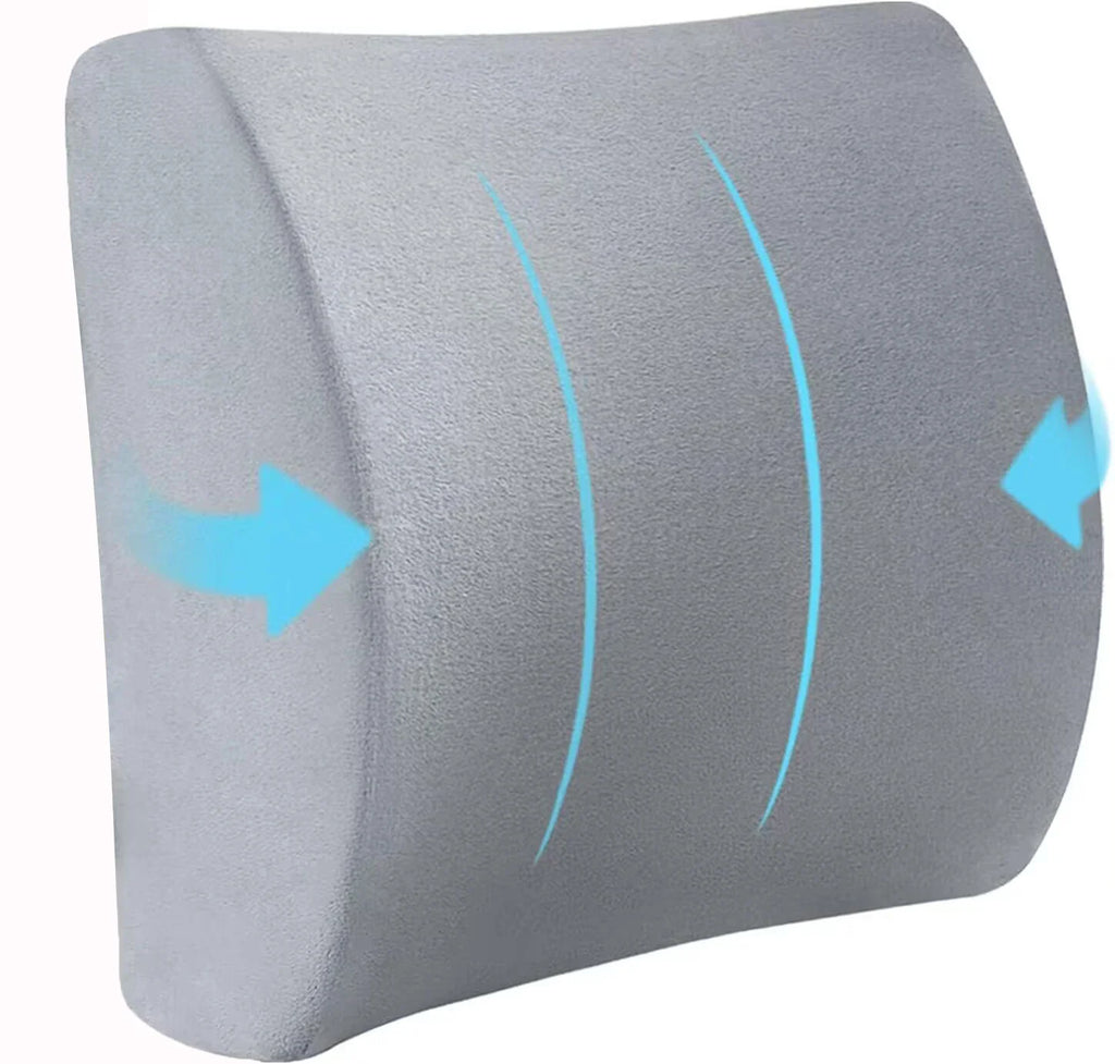 Memory Foam Lumbar Support Cushion for Office, Car & Student Chairs, Breathable Removable Cover (Blue)