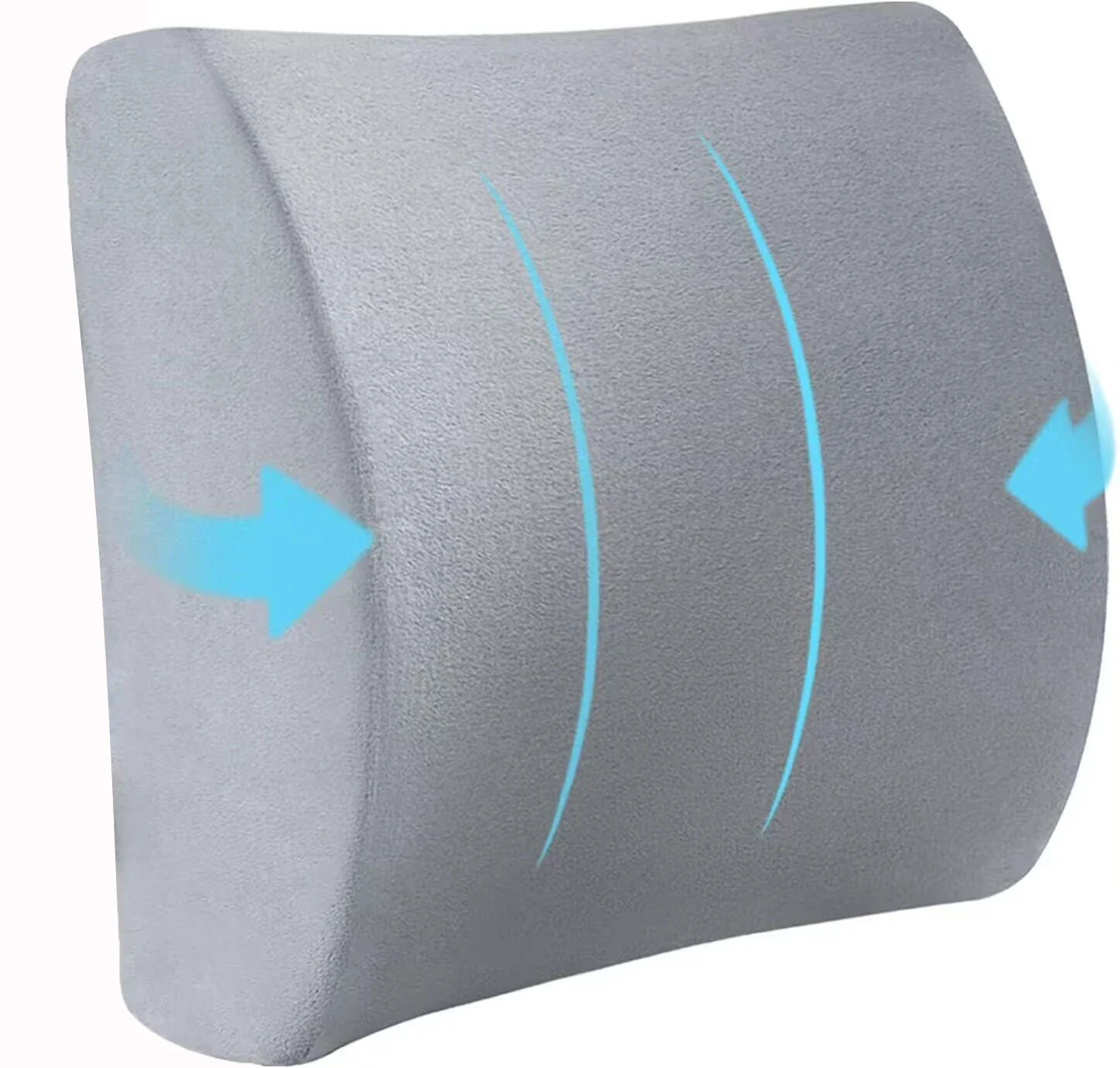 Memory Foam Lumbar Support Cushion for Office, Car & Student Chairs, Breathable Removable Cover (Blue)