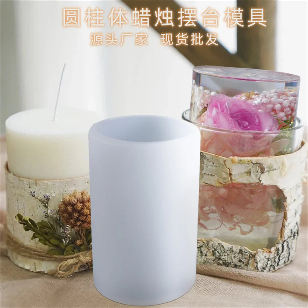 Cylinder Silicone Mold for 3D Scented Candle and Soap Making - DIY Resin, Wax & Plaster Crafts