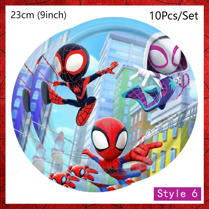 Spiderman Kids Birthday Party Supplies - Disposable Tableware Set with Plates, Cups, Napkins & Favor Bags
