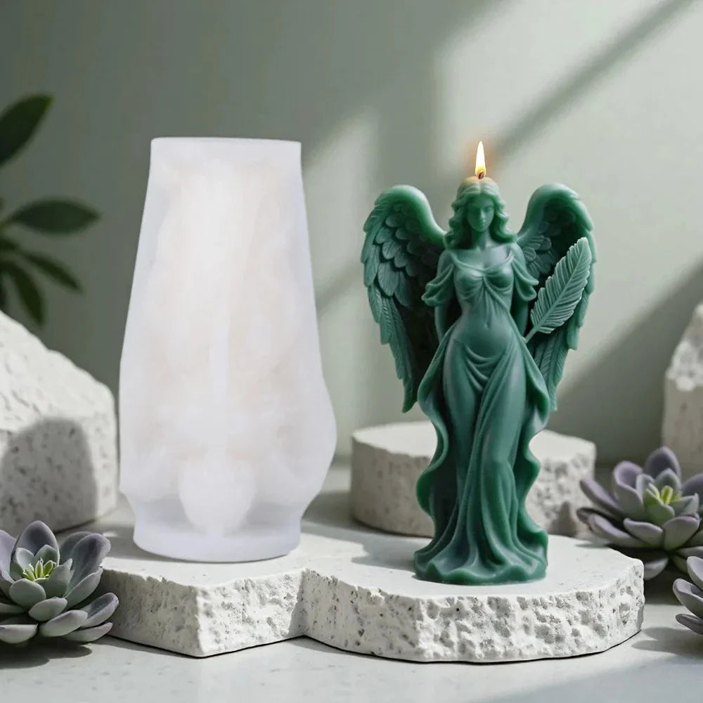 Angel Wings Silicone Candle Mold – Goddess Angel Sculpture Mold for DIY Scented Candles, Resin & Plaster