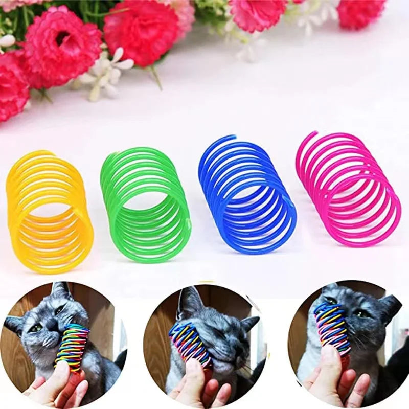 Colorful Bouncy Cat Spring Toys - Coil Plastic Cat Toy Packs (8/20/50 pcs) for Kittens & Small Pets