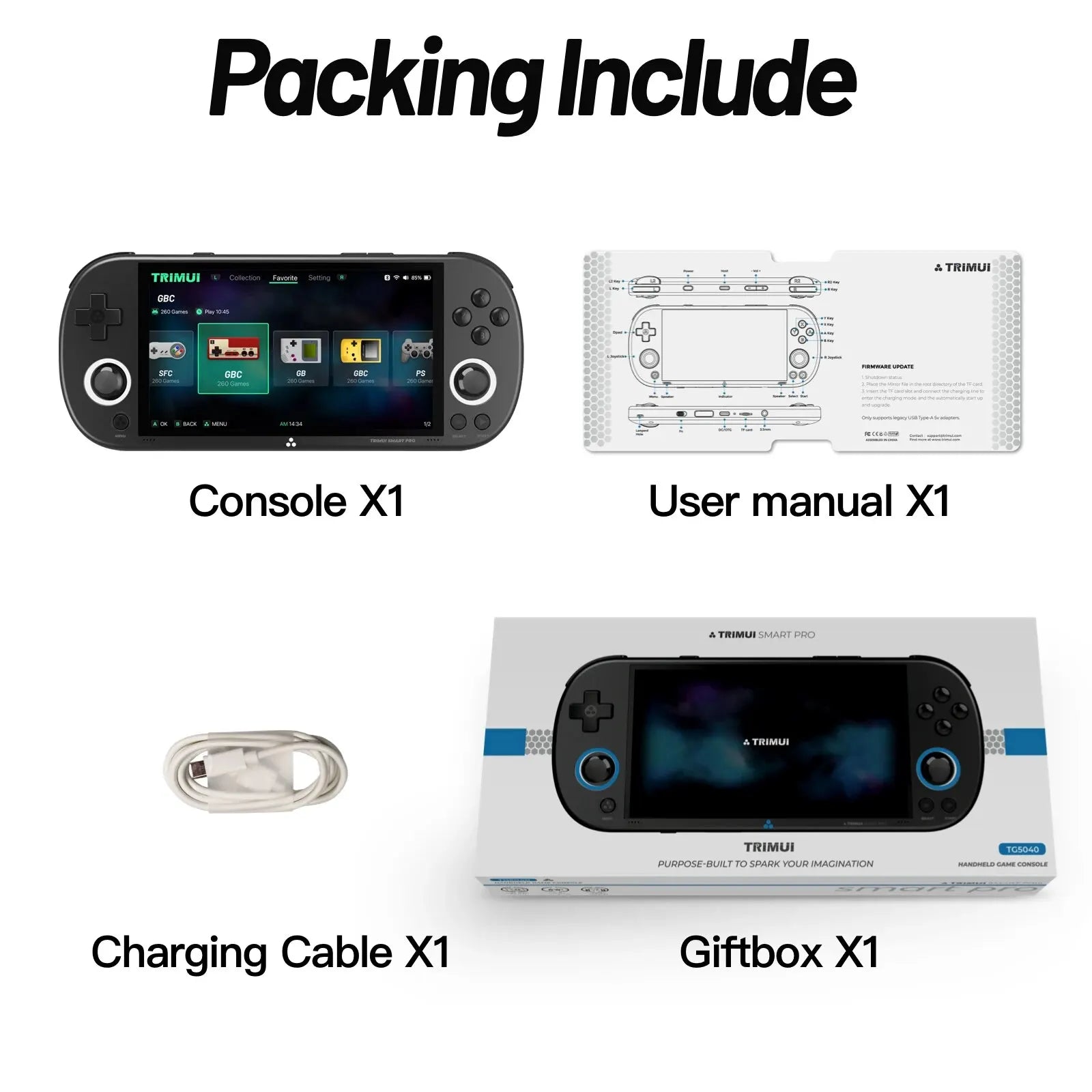 Smart Pro Handheld Retro Game Console 4.95-inch (12.6 cm) IPS 1280x720 Linux Joystick RGB Lighting 10,000+ Games Wi‑Fi USB-C 5000mAh
