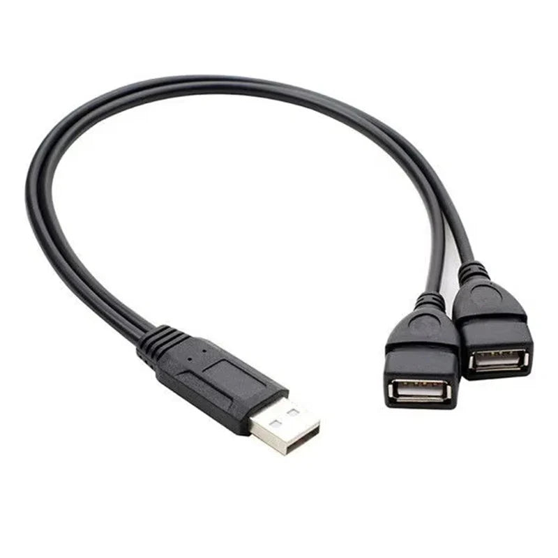 USB 2.0 A Male to Dual USB-A Female Y Splitter Cable - Data + Charging, 15 cm / 30 cm (5.9 in / 11.8 in)