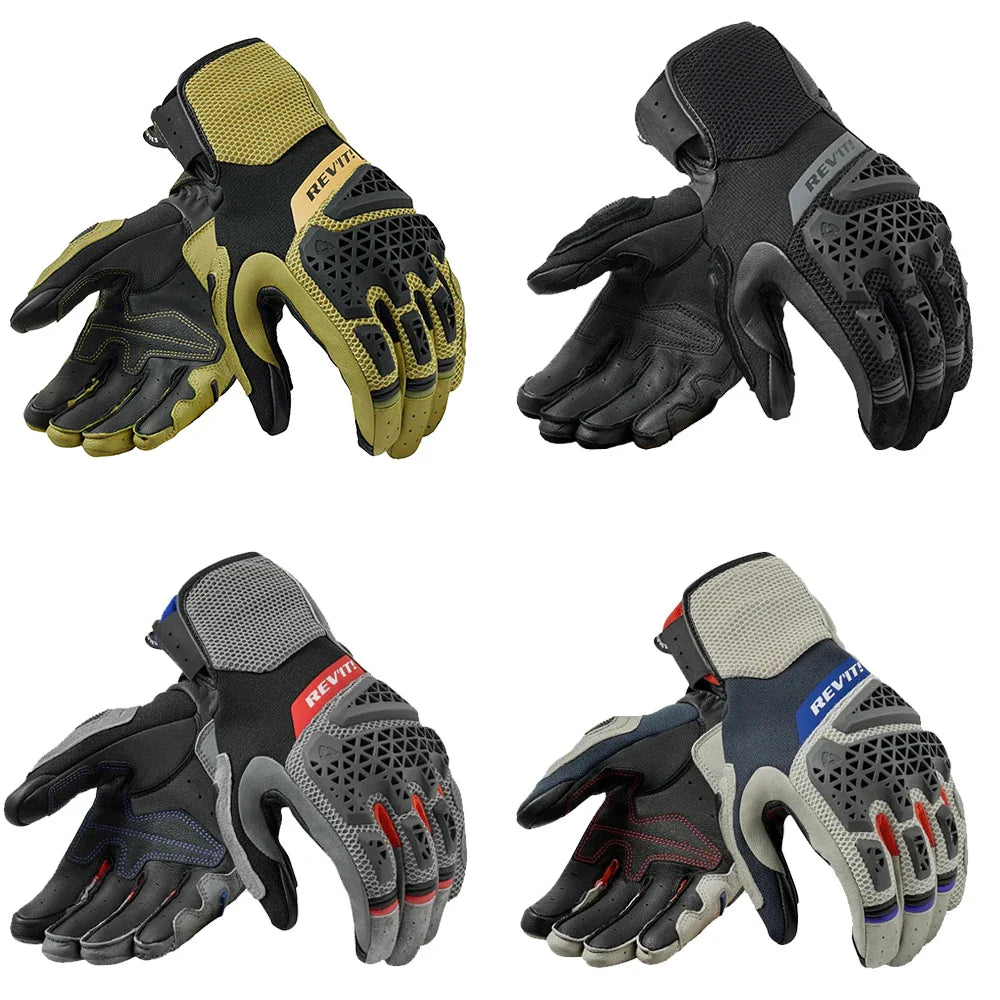 Leather Mesh Motorcycle Gloves for Men — Touchscreen Full-Finger Riding Gloves with Knuckle & Palm Protection
