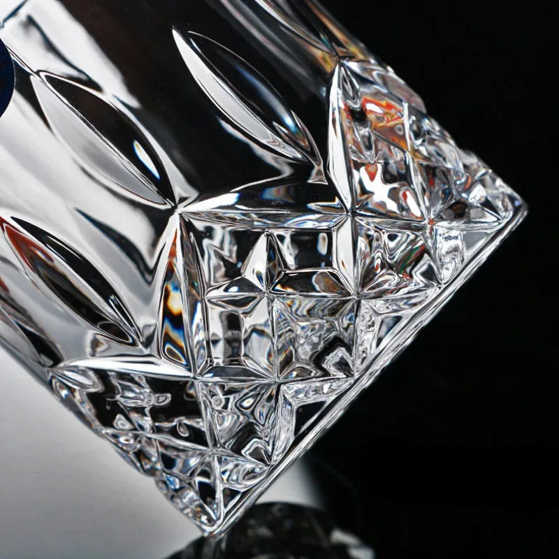 Embossed Crystal Whiskey Tumbler 230ml (7.8 fl oz) - Available in 1/2/4/6-Pack for Bar & Home