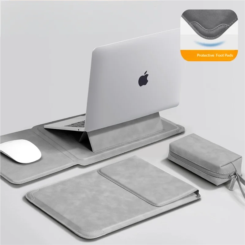 Laptop Sleeve with Stand 13–16 Inch (13.6/14/15/15.6) PU Notebook Case – Slim Protective Sleeve for Laptops, Unisex