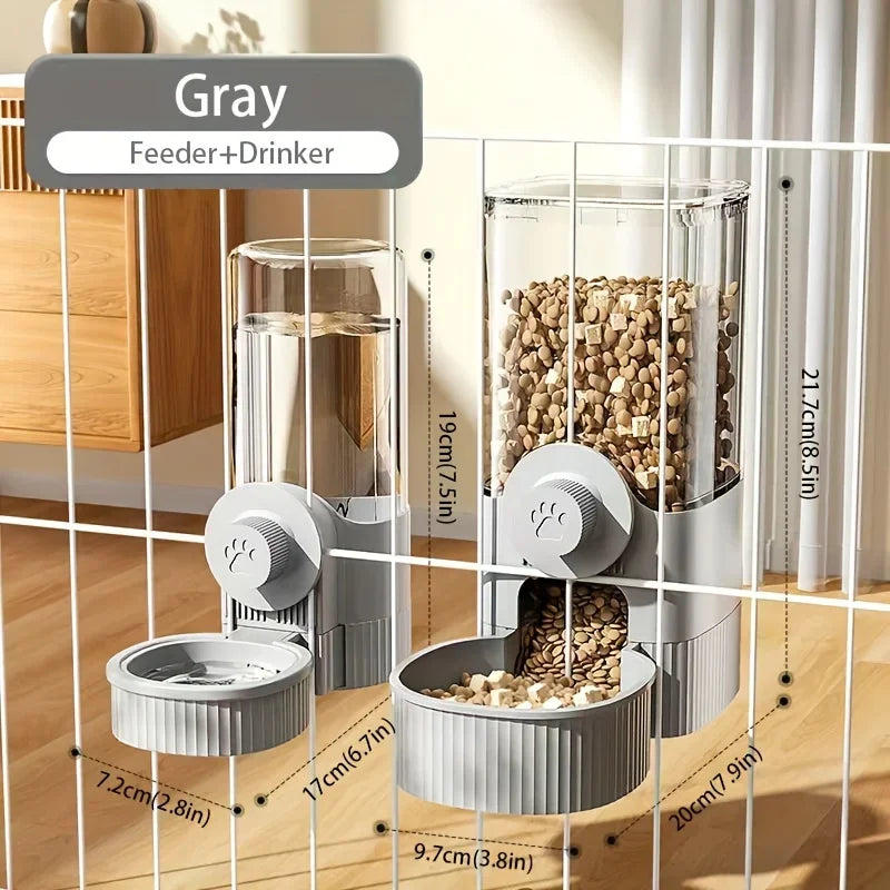 Automatic Hanging Gravity Pet Feeder & Water Dispenser with Container Bowl for Cage - Cat & Small Pets