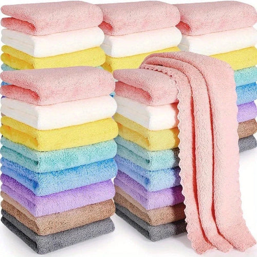 12-Pack Quick-Dry Soft Absorbent Face Towels, Cotton-Poly Handkerchiefs, Lightweight Multi-Use Bath & Daily Cloths