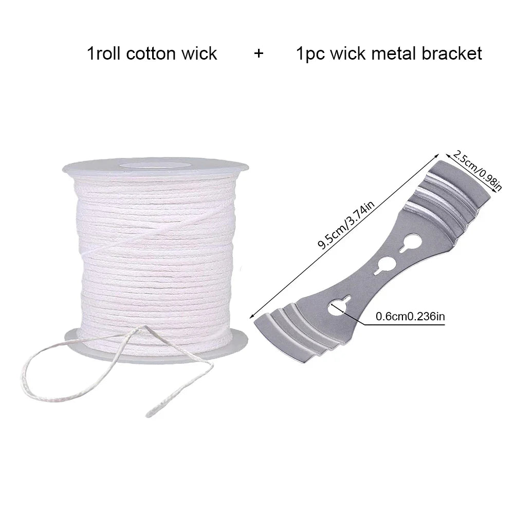 Pre-Waxed Cotton Candle Wicks 100-Pack (2.6–20 cm / 1.0–7.9 in) with Metal Bases, Adhesive Stickers & Holders — DIY Candle Making Kit