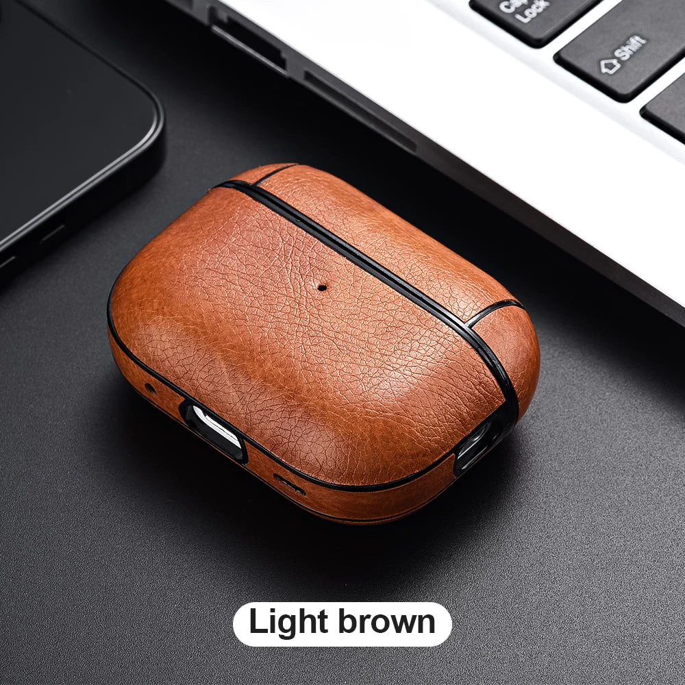 Leather AirPods Case Protective Cover Compatible with AirPods Pro, Pro 2, Pro 3, AirPods 3 & AirPods 4 (USB-C Compatible)