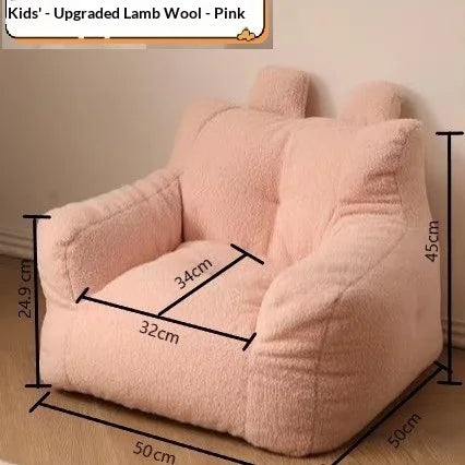 Lamb Fleece Kids Sofa Chair - Portable Cartoon Baby Armchair for Infants & Toddlers