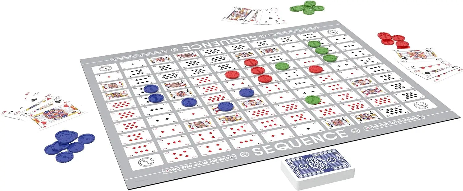 Sequence Board Game - Five-in-a-Row Family Strategy Game for 2+ Players, Ages 7+