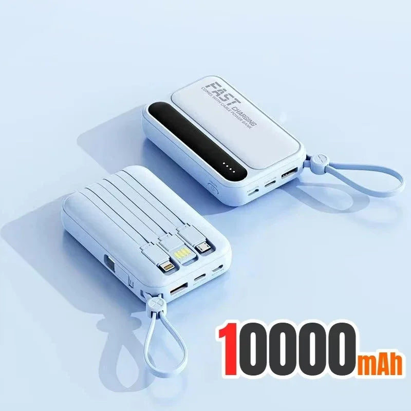 120W Portable Power Bank — 4-in-1 Built-In Cables & LED Digital Display, 10,000/30,000/50,000 mAh, PD 20W