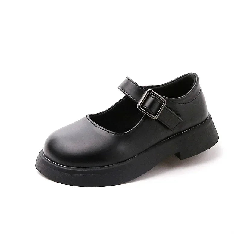 Girls Mary Jane Flats PU Leather School Shoes – Black Kids & Toddler Platform Student Shoes, EU Sizes 23–35