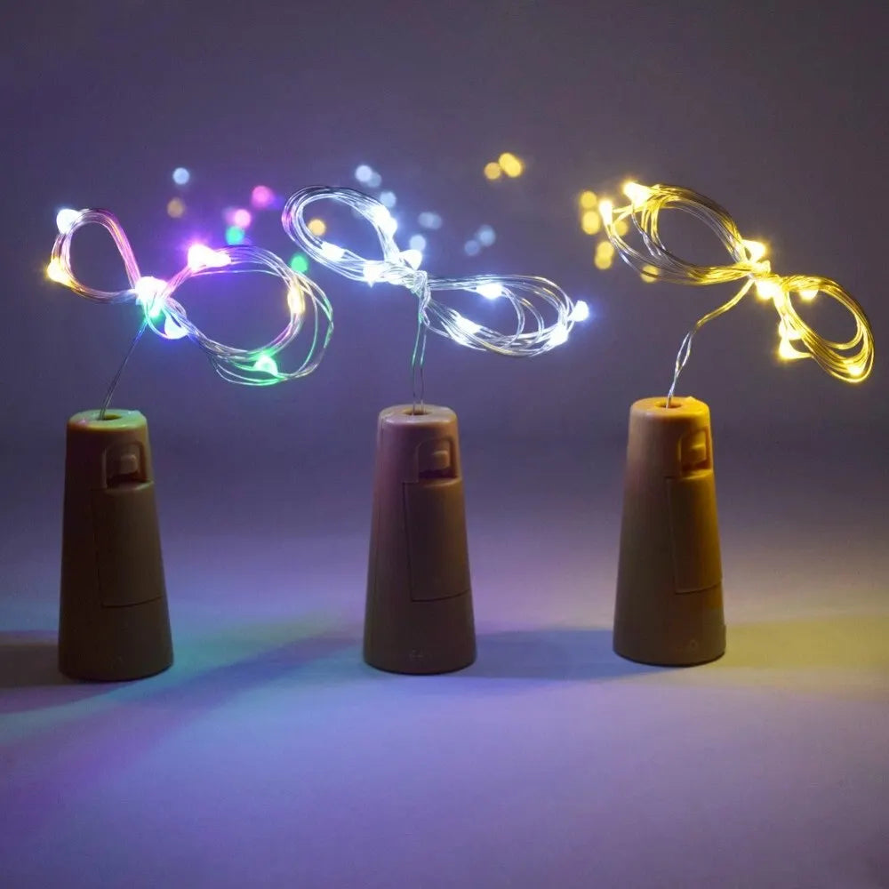 Wine Bottle Cork LED String Lights 2M (6.6 ft) Copper Wire Fairy Lights Battery-Operated Holiday & Christmas Decor