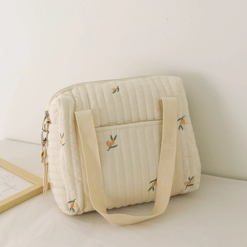 Embroidered Bear Baby Diaper Bag – Portable Maternity Shoulder Bag & Stroller Organizer