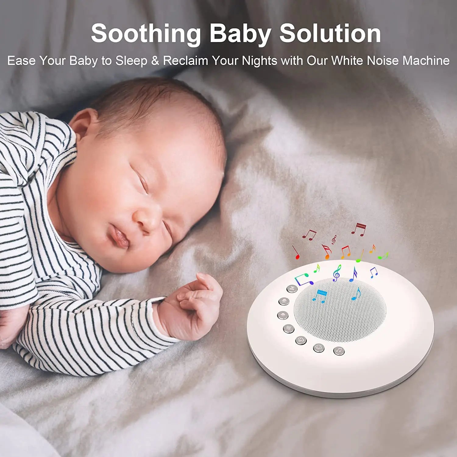 Portable White Noise Machine for Baby - 28 Sounds, USB-C Rechargeable Sleep Soother with 7-Color Night Light & Timer