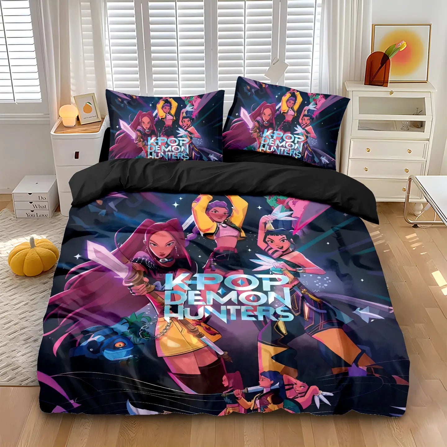 3-Piece K-Pop Girl Group Printed Duvet Cover Set (No Insert) - Microfiber Polyester, Machine Washable, Multiple Sizes 1.0–2.8 m (3.3–9 ft)