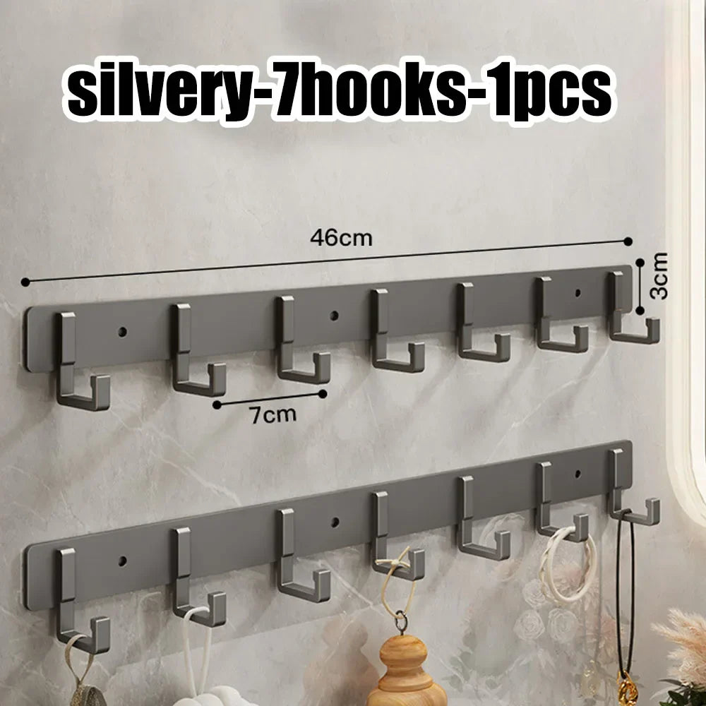 Heavy-Duty Adhesive Wall-Mounted Towel and Clothes Hook - No-Drill Stainless Steel Multi-Hook for Bathroom and Kitchen