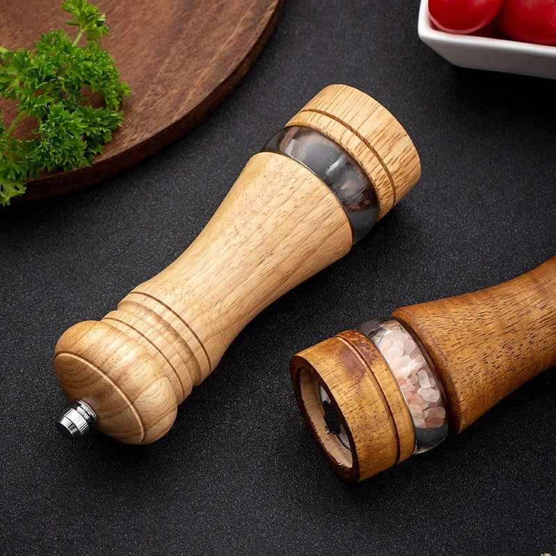 Manual Pepper Mill – Acrylic & Rubber Wood with Ceramic Core | Freshly Ground Pepper Grinder