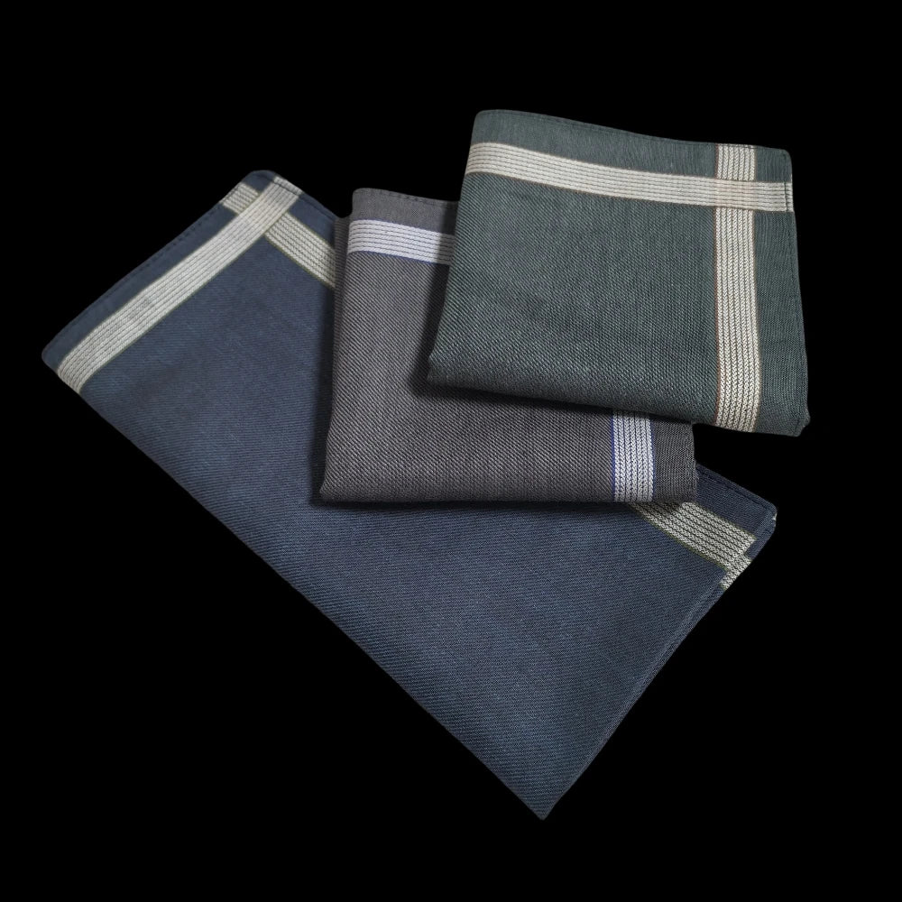 3-Pack Pure Cotton Satin Gentleman Handkerchiefs 43 cm (16.9 in) Soft Suit Pocket Squares