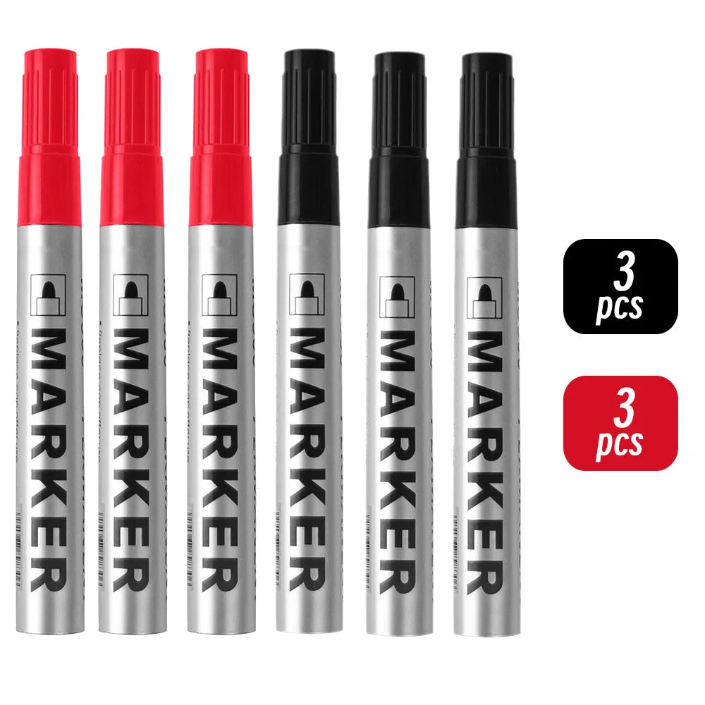 Waterproof Black Permanent Paint Marker - Quick-Dry Oil-Based Pen for Tires, Metal & Glass