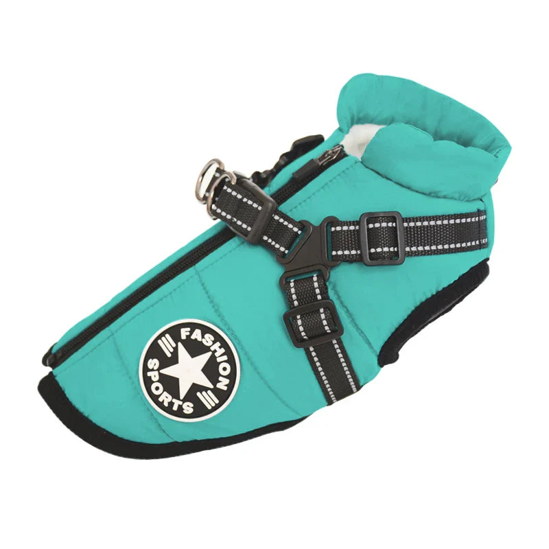 Waterproof Winter Dog Jacket with Built-In Harness, Fleece-Lined & Reflective – Warm Coat for Small to Large Breeds
