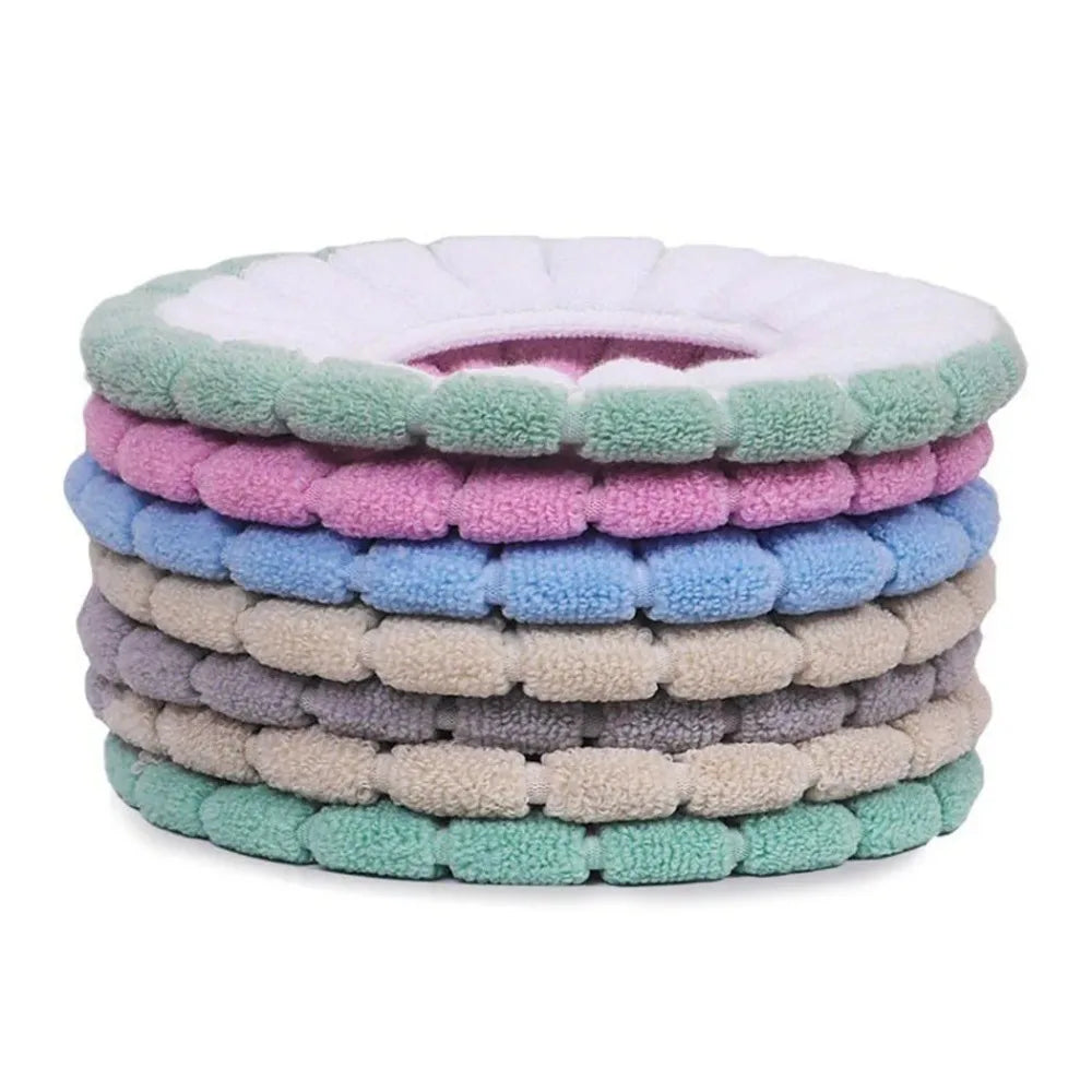 1-Piece Washable Knitted Toilet Seat Cover, Thick Soft Cushion with Handle, Fits Round and Oval Seats