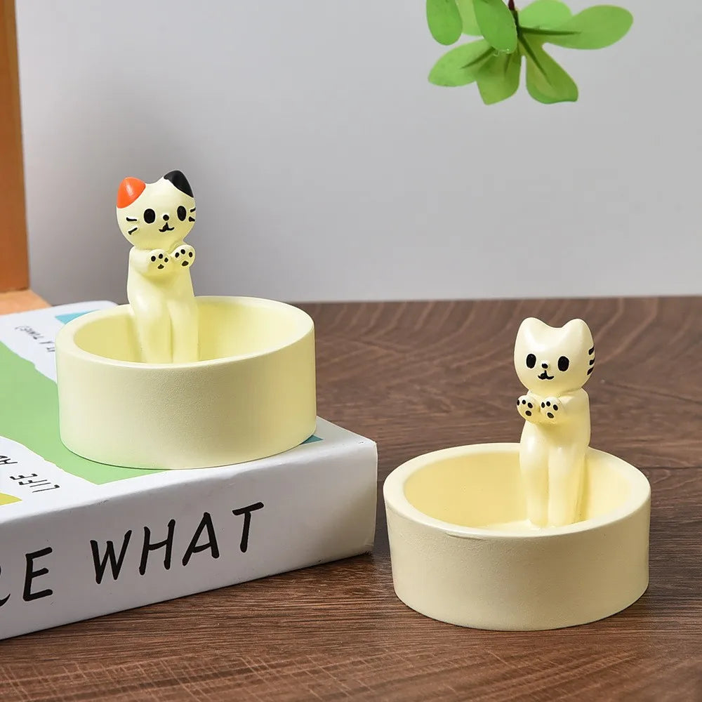 Cute Cat Tea Light Candle Holder – Polyresin Cat Paw Desk Candle Stand for Home & Office Decor (6 cm / 2.4 in)