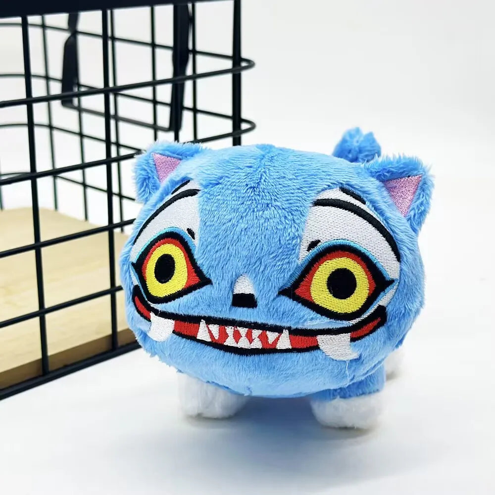 Demon Hunter Blue Tiger Plush Toy, 7.9 in (20 cm) Kawaii Soft Cat Pillow Gift for Kids & Teens