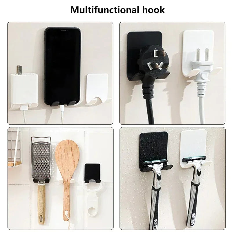 Punch-Free Wall Razor Holder — 1/2/4/6-Pack Adhesive Shaver Rack, Bathroom Organizer Hook