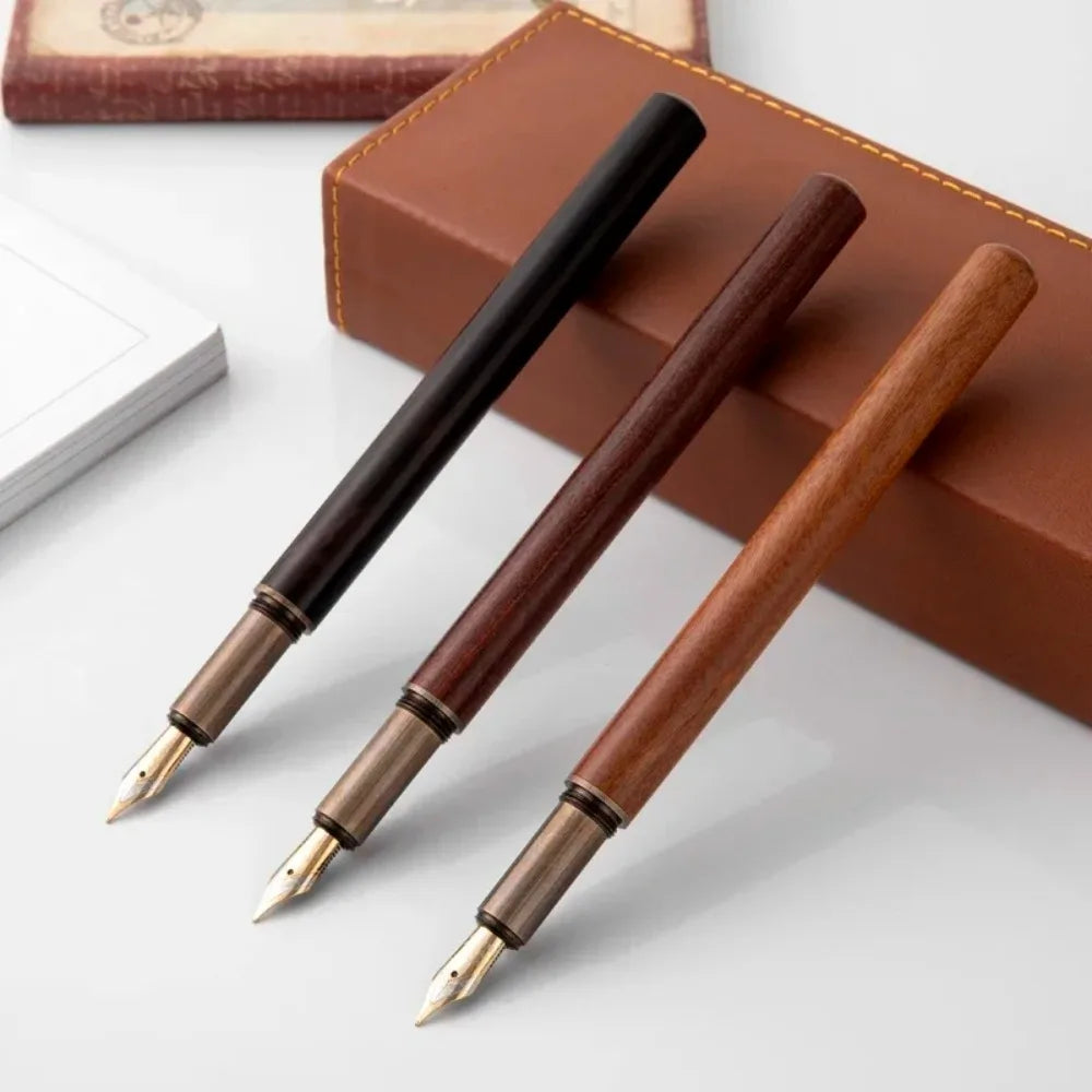 Retro Wood Bronze Fountain Pen 0.5mm Luxury Calligraphy & Office Writing Gift