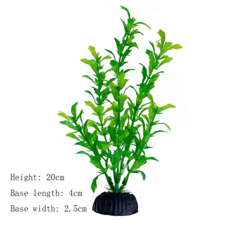 Artificial Aquarium Plants – Plastic Underwater Green Shrubs with Resin Base, Fish Tank Decoration